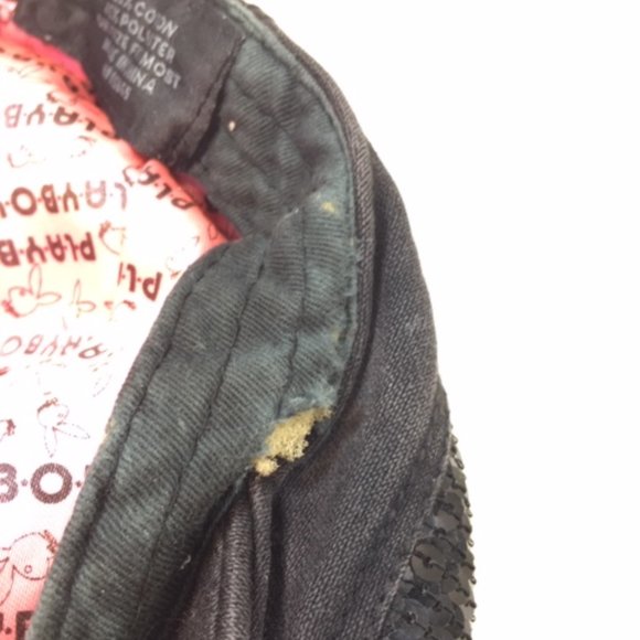 RARE Playboy Sequined Cap Hat Original  Black/Pink USED Vintage - Picture 13 of 16